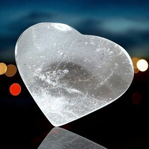 Clear‎ Quartz Crystal Heart Carving (#13)